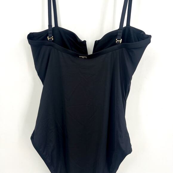 LAUREN RALPH LAUREN Solids V Wire One Piece Swimsuit Size 14 Black NWT - Picture 9 of 12
